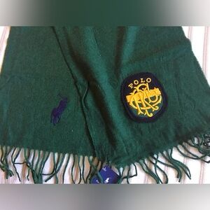 CUSTOM-Polo Ralph Lauren Forest Green Wool Scarf with crest